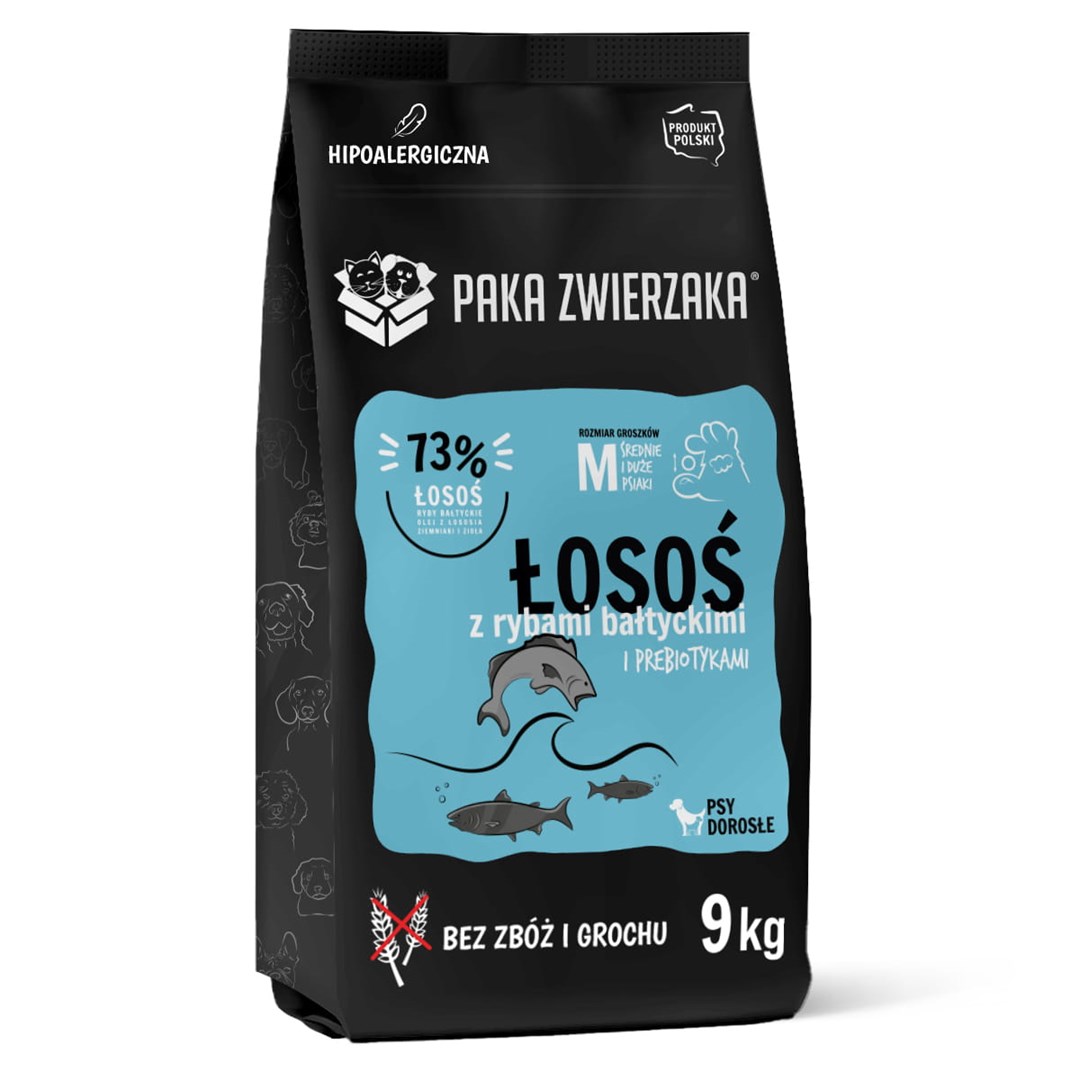 PAKA ZWIERZAKA Salmon with Baltic fish M - dry dog food - 9kg PAKA ZWIERZAKA Salmon with Baltic fish M - dry dog food - 9kg