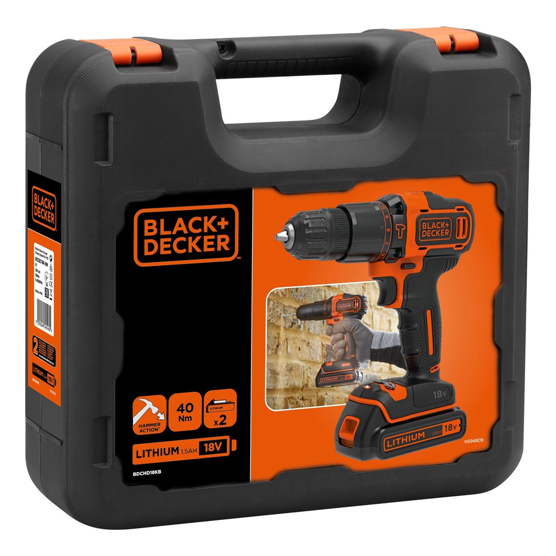 Black & Decker BDCHD18KB-QW drill Keyless Black, Orange Black & Decker BDCHD18KB-QW drill Keyless Black, Orange