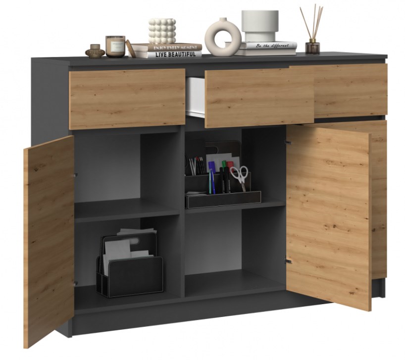 3D3S chest of drawers 120x40x97 cm, anthracite/artisan 3D3S chest of drawers 120x40x97 cm, anthracite/artisan