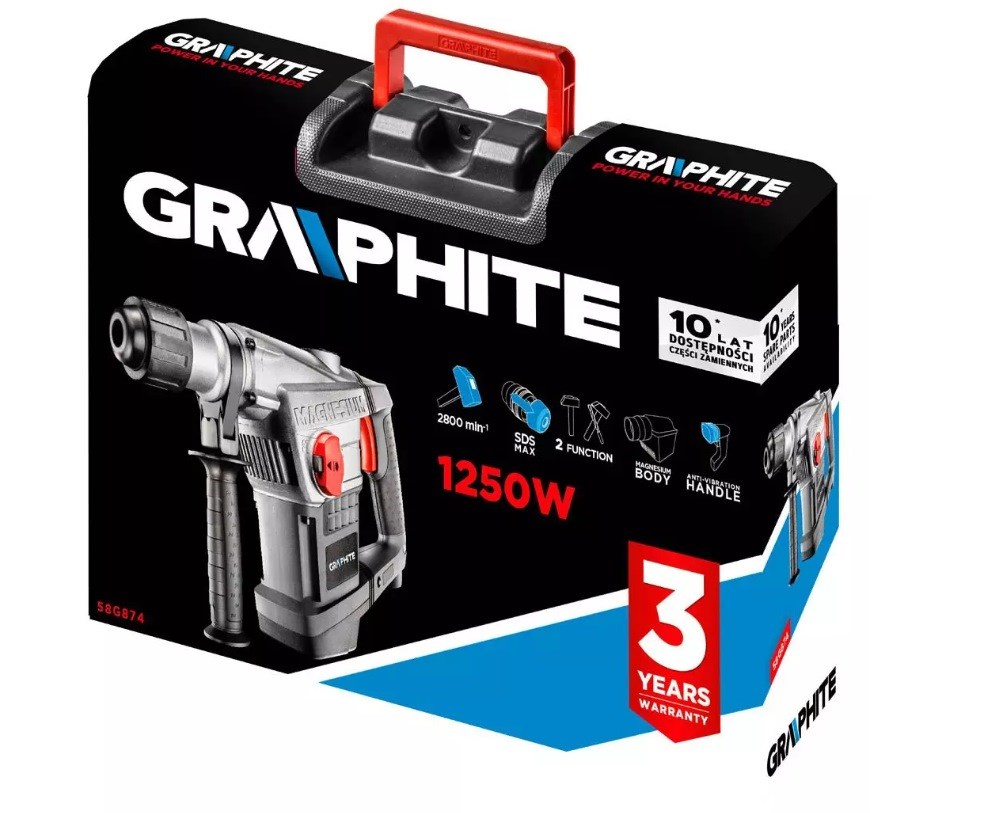 Graphite 58G874 rotary hammer 1250 W 450 RPM SDS Max Graphite 58G874 rotary hammer 1250 W 450 RPM SDS Max