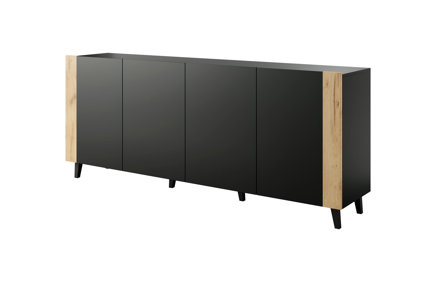 FARO chest of drawers 200x42x82 matte black + oak craft FARO chest of drawers 200x42x82 matte black + oak craft
