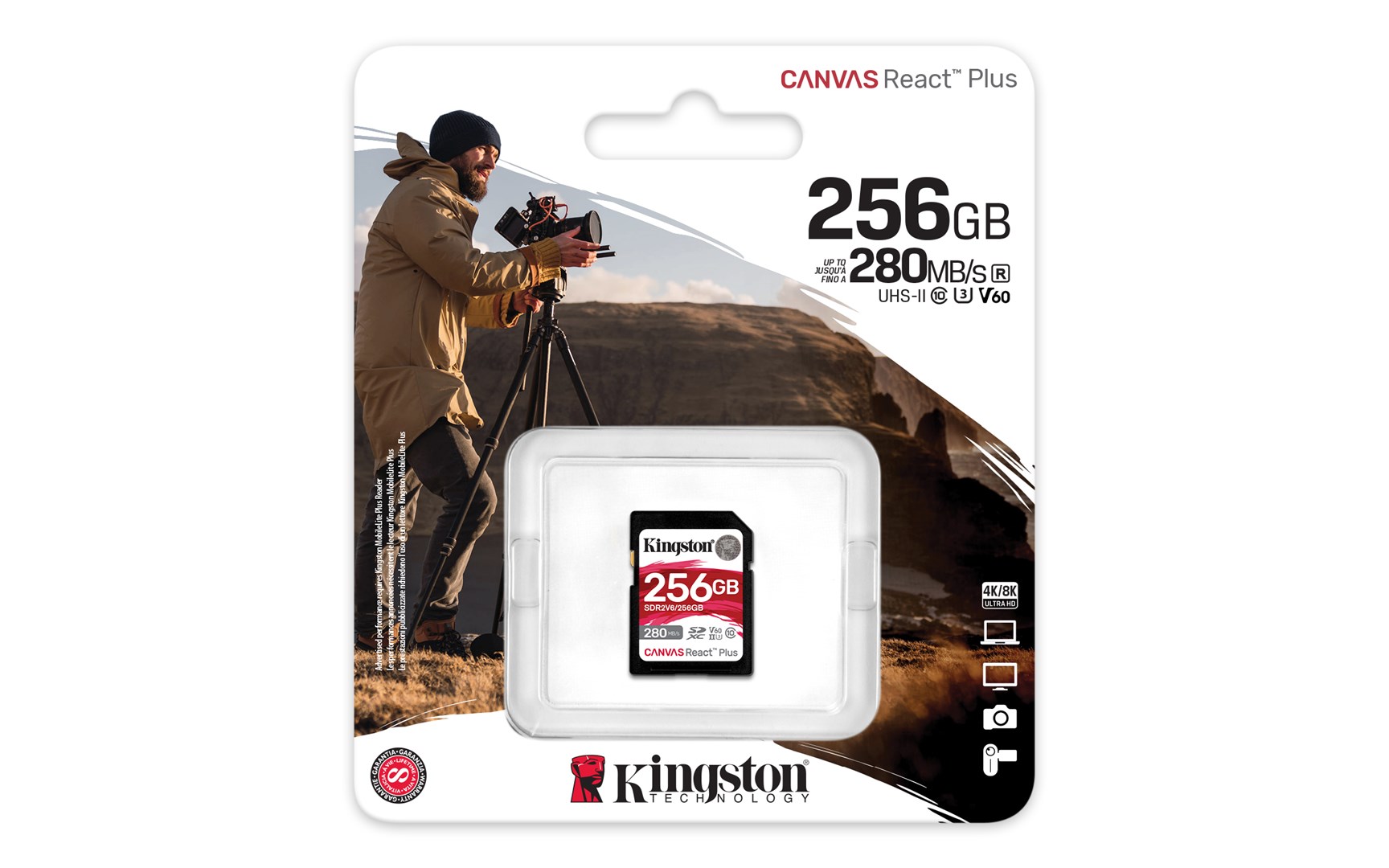 Kingston Technology 256GB Canvas React Plus SDXC UHS-II 280R/150W U3 V60 for Full HD/4K Kingston Technology 256GB Canvas React Plus SDXC UHS-II 280R/150W U3 V60 for Full HD/4K
