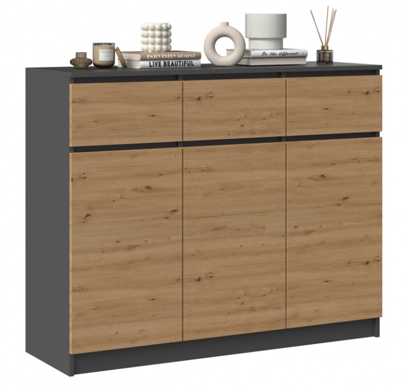 3D3S chest of drawers 120x40x97 cm, anthracite/artisan 3D3S chest of drawers 120x40x97 cm, anthracite/artisan