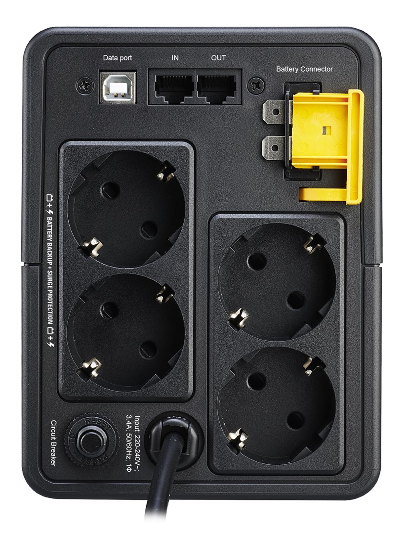 APC Back-UPS, 750VA, Tower, 230V, 4x CEE 7/7 Schuko outlets, AVR APC Back-UPS, 750VA, Tower, 230V, 4x CEE 7/7 Schuko outlets, AVR