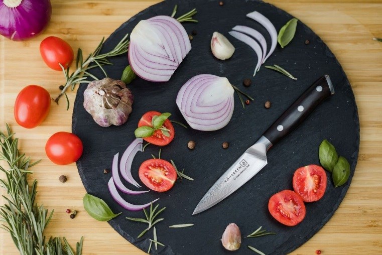 Paring Kohersen Elegance Ebony Wood Vegetable cutter Damascus steel 8,9 cm Paring Kohersen Elegance Ebony Wood Vegetable cutter Damascus steel 8,9 cm