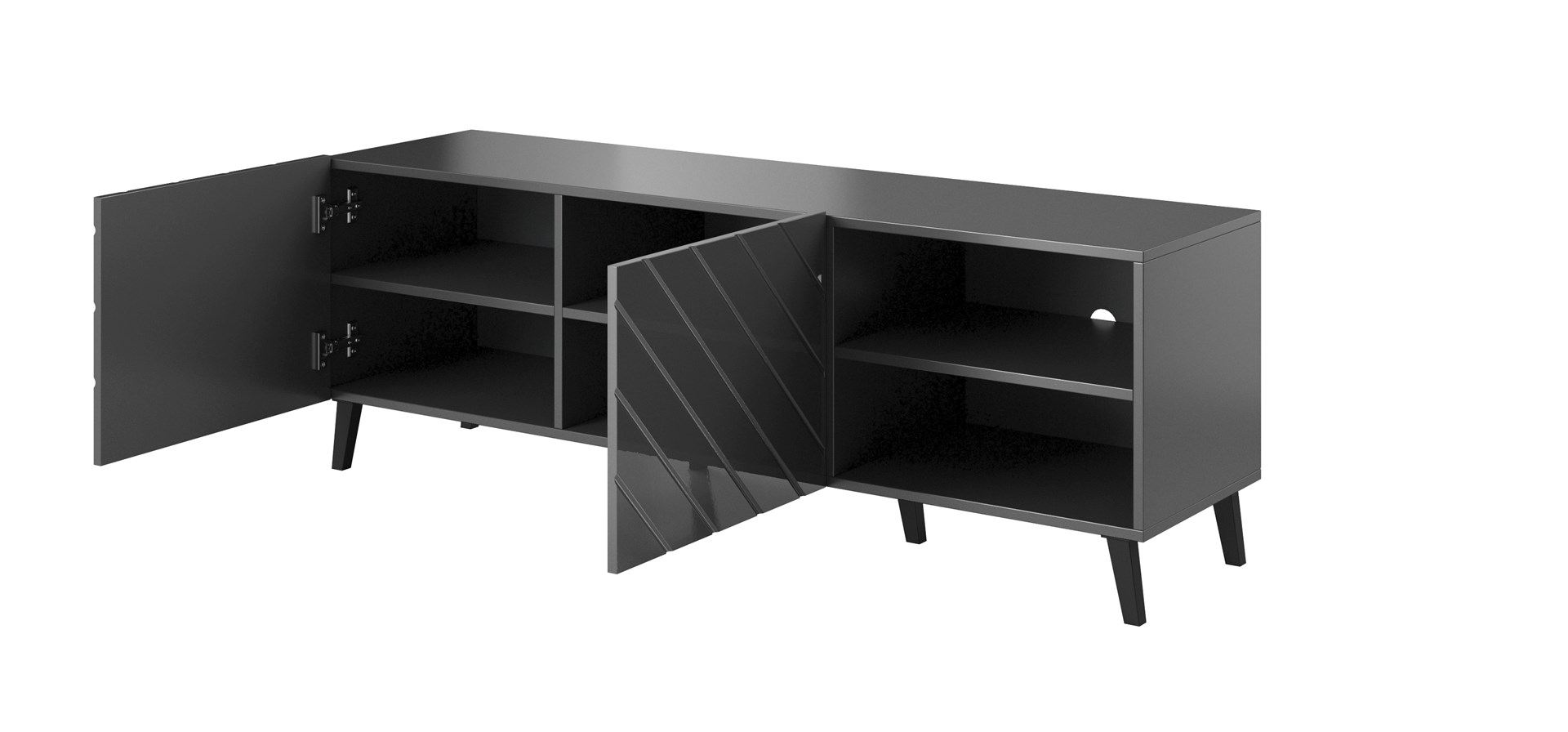 RTV cabinet ABETO 150x42x52 graphite/gloss RTV cabinet ABETO 150x42x52 graphite/gloss