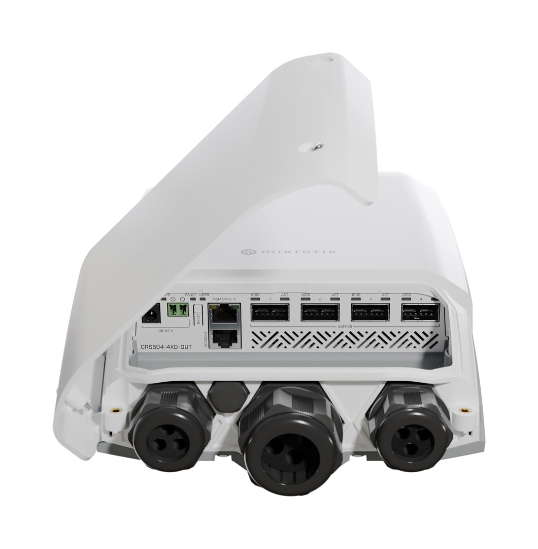 Mikrotik CRS504-4XQ-OUT network switch Managed L3 Fast Ethernet (10/100) Power over Ethernet (PoE) 1U White Mikrotik CRS504-4XQ-OUT network switch Managed L3 Fast Ethernet (10/100) Power over Ethernet (PoE) 1U White