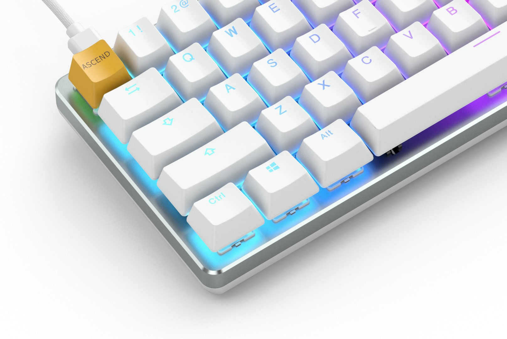 Glorious PC Gaming Race GMMK keyboard USB QWERTY US International Silver, White Glorious PC Gaming Race GMMK keyboard USB QWERTY US International Silver, White