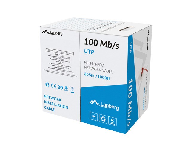 LANBERG LAN UTP CABLE 100MB/S 305M WIRE CCA RED LANBERG LAN UTP CABLE 100MB/S 305M WIRE CCA RED