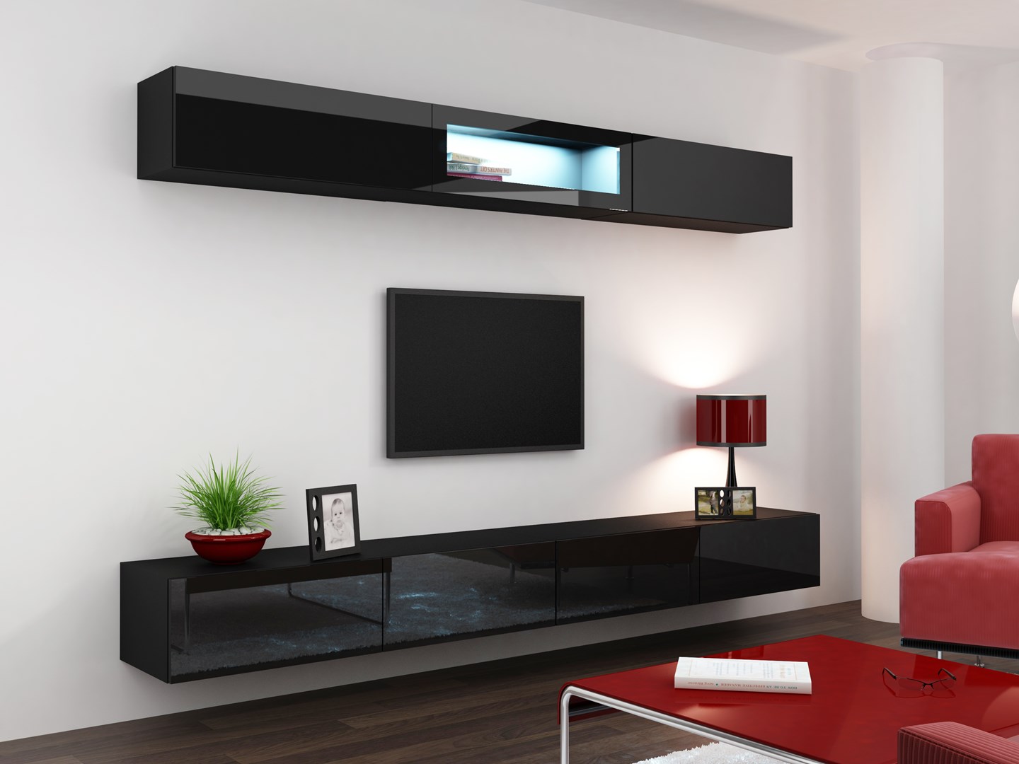 Cama TV stand VIGO 140 30/140/40 black/black gloss Cama TV stand VIGO 140 30/140/40 black/black gloss