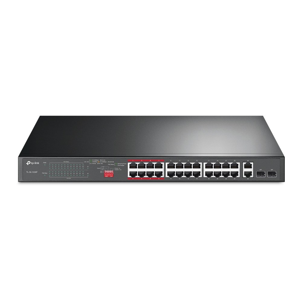 TP-Link 24-Port 10/100Mbps + 2-Port Gigabit Unmanaged PoE+ Switch TP-Link 24-Port 10/100Mbps + 2-Port Gigabit Unmanaged PoE+ Switch