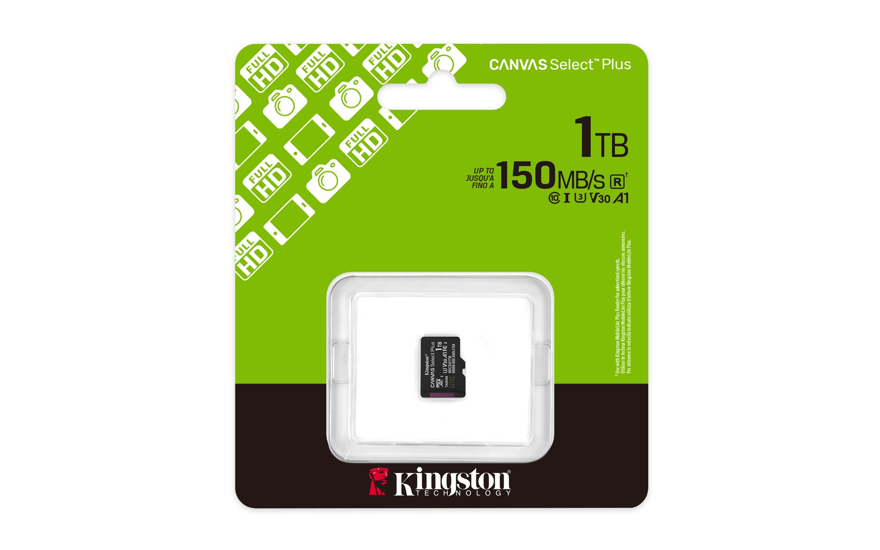 Kingston Technology 1TB micSDXC Canvas Select Plus Gen3 150R A1 Single Pack w/o ADP Kingston Technology 1TB micSDXC Canvas Select Plus Gen3 150R A1 Single Pack w/o ADP
