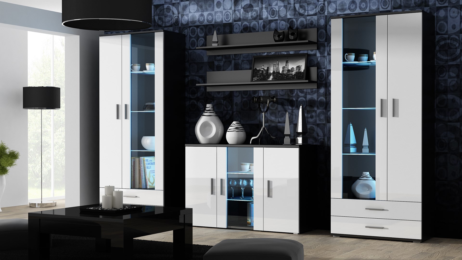 Cama sideboard 120 cm SOHO S7 black/white gloss Cama sideboard 120 cm SOHO S7 black/white gloss