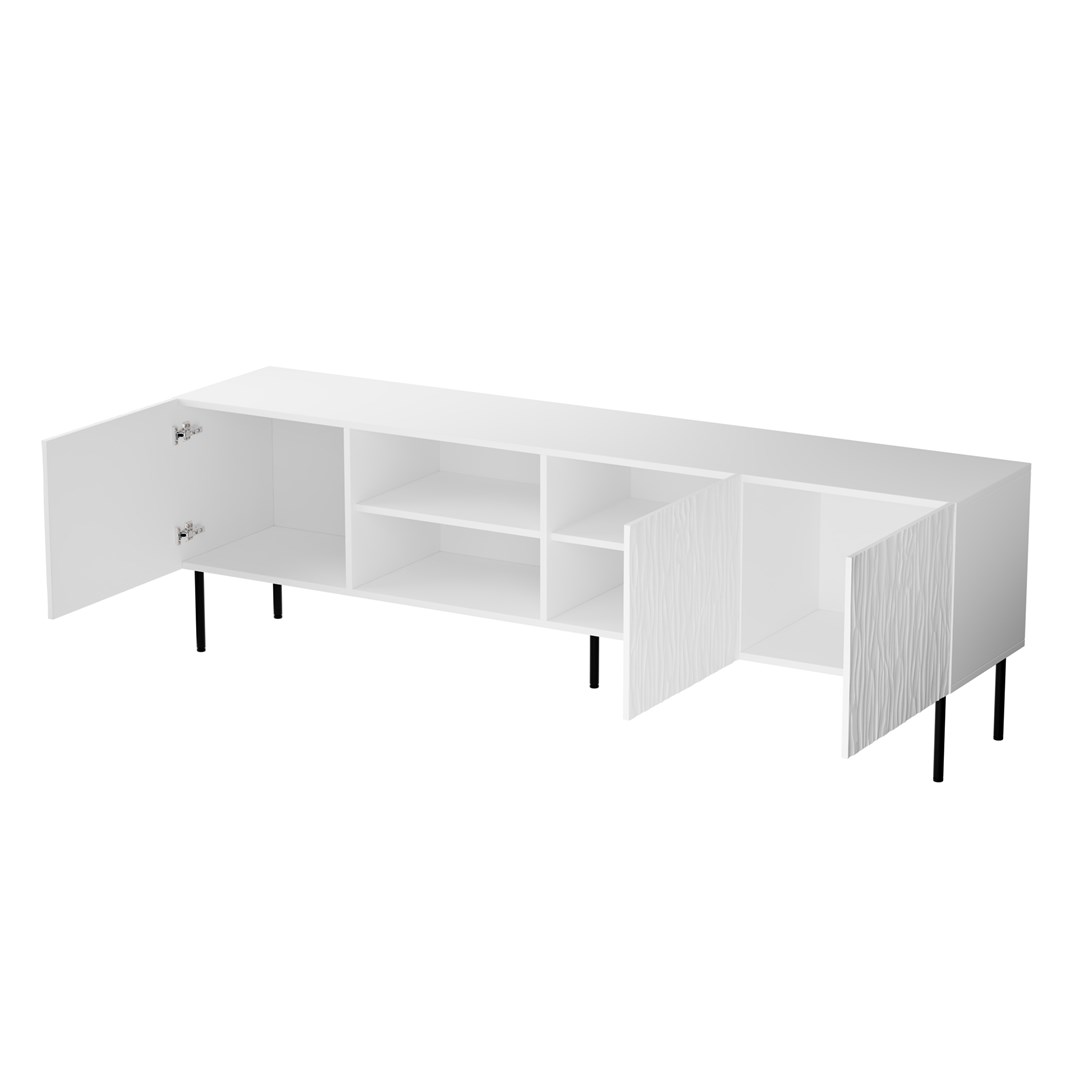 RTV JUNGLE cabinet 190x40.5x59.5 white matt + black legs RTV JUNGLE cabinet 190x40.5x59.5 white matt + black legs