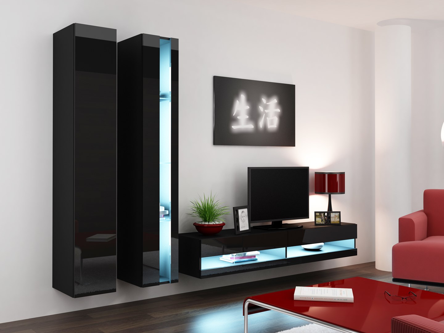 Cama TV stand VIGO NEW 30/140/40 black/black gloss Cama TV stand VIGO NEW 30/140/40 black/black gloss