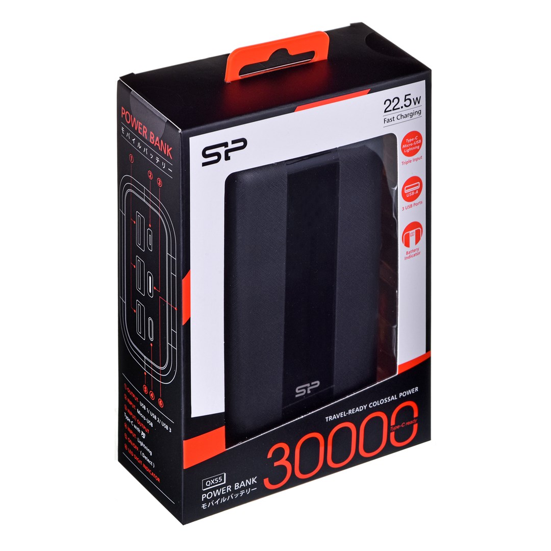 Silicon Power QX55 Powerbank Lithium Polymer (LiPo) 30000 mAh Black Silicon Power QX55 Powerbank Lithium Polymer (LiPo) 30000 mAh Black