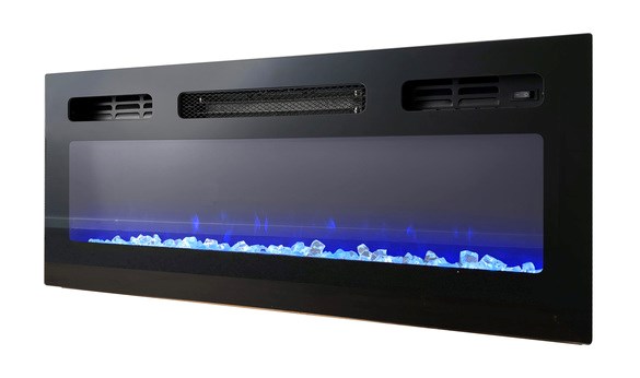 RTV EVA cabinet with electric fireplace 180x40x52 cm black/gloss black RTV EVA cabinet with electric fireplace 180x40x52 cm black/gloss black