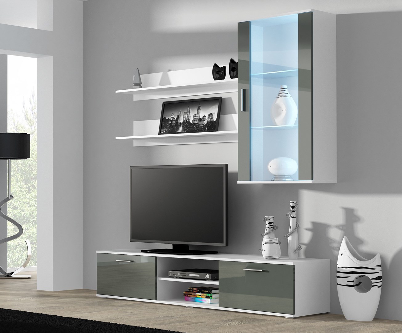 Cama TV stand SOHO 180 white/grey gloss Cama TV stand SOHO 180 white/grey gloss