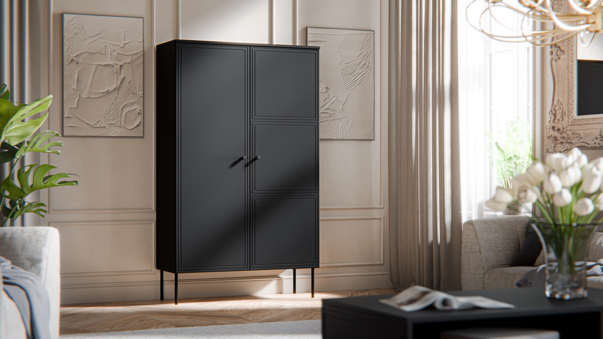 Cama Display case PALAZZO BIS 100x39x166 matte black Cama Display case PALAZZO BIS 100x39x166 matte black