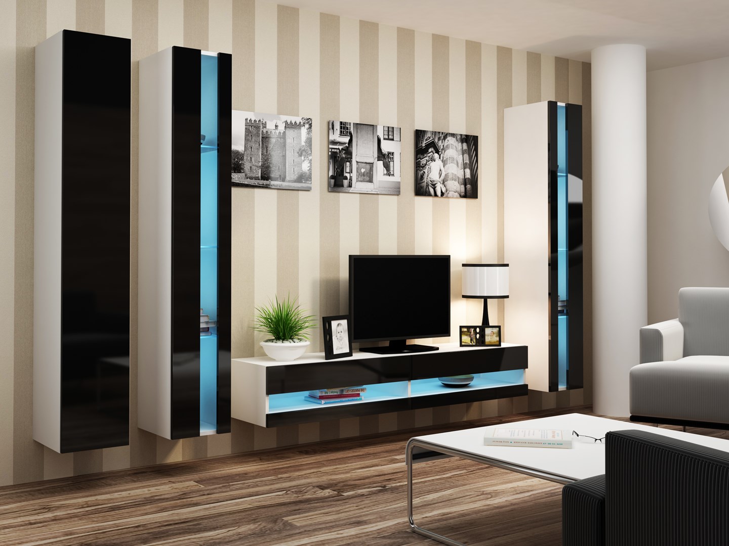 Cama Shelf unit VIGO NEW 180/40/30 white/black gloss Cama Shelf unit VIGO NEW 180/40/30 white/black gloss