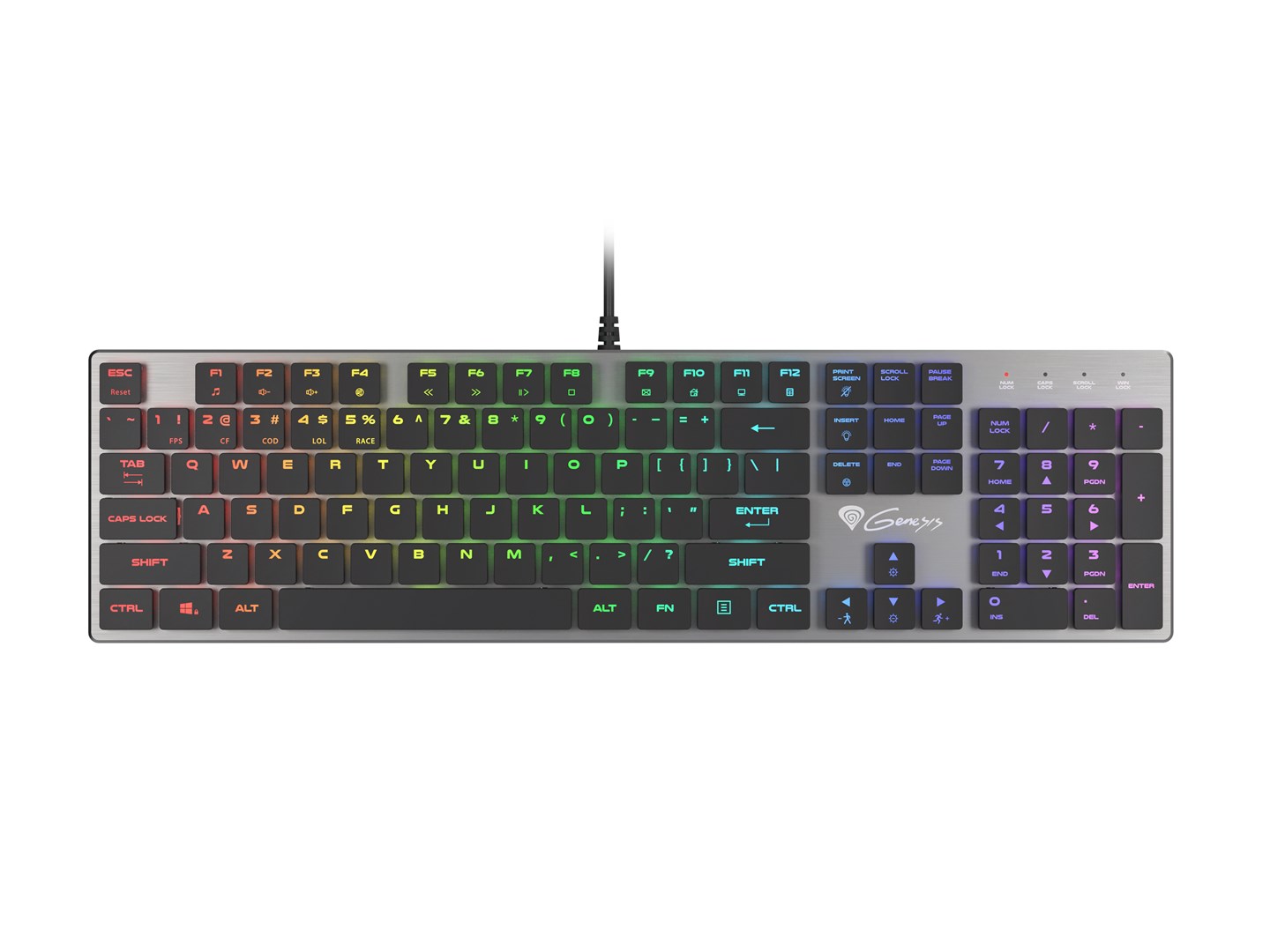 GENESIS Thor 420 RGB keyboard Gaming USB QWERTY US International Silver GENESIS Thor 420 RGB keyboard Gaming USB QWERTY US International Silver