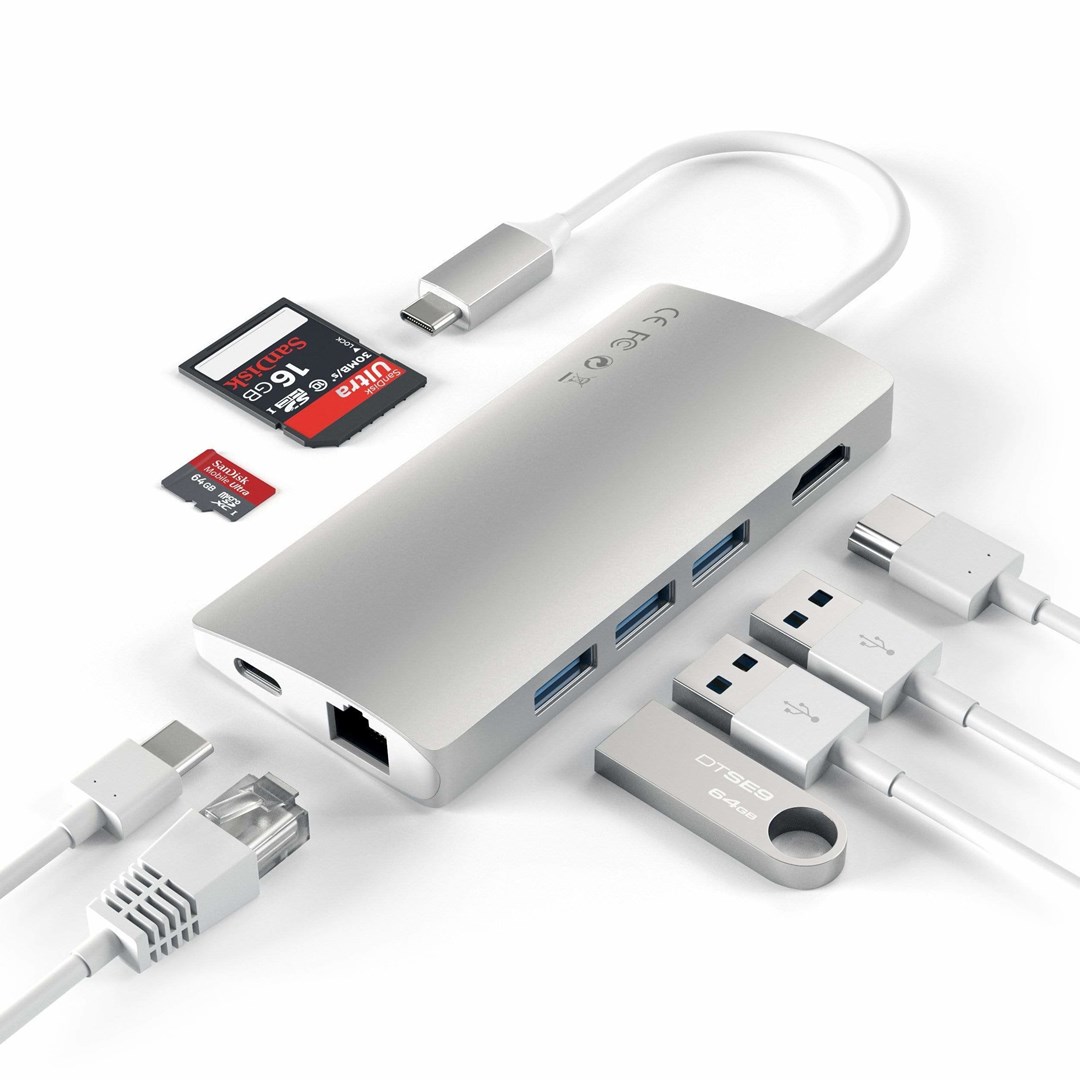 Satechi ST-TCMA2S laptop dock/port replicator USB 3.2 Gen 1 (3.1 Gen 1) Type-C Silver Satechi ST-TCMA2S laptop dock/port replicator USB 3.2 Gen 1 (3.1 Gen 1) Type-C Silver