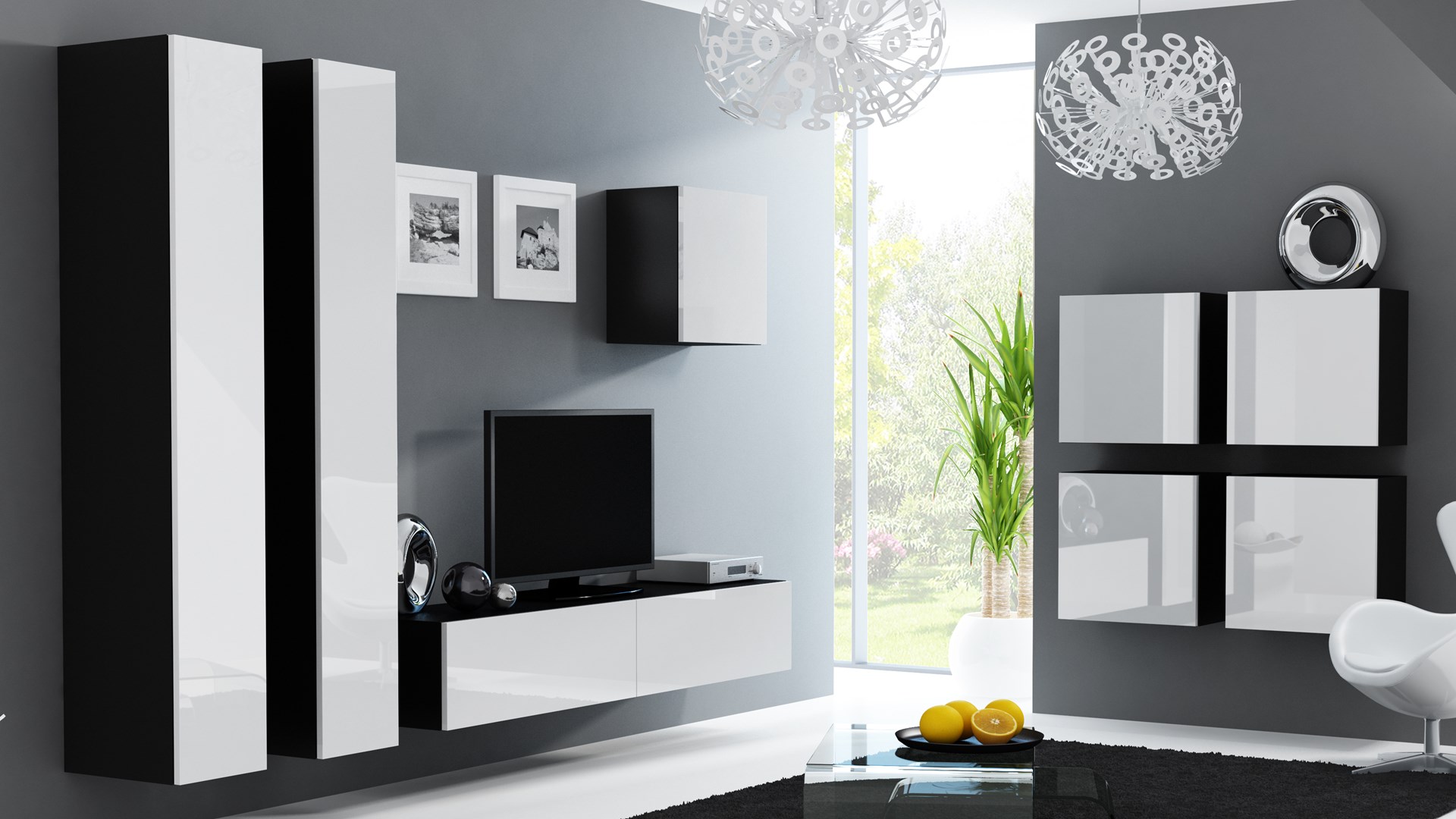Cama Square cabinet VIGO 50/50/30 black/white gloss Cama Square cabinet VIGO 50/50/30 black/white gloss