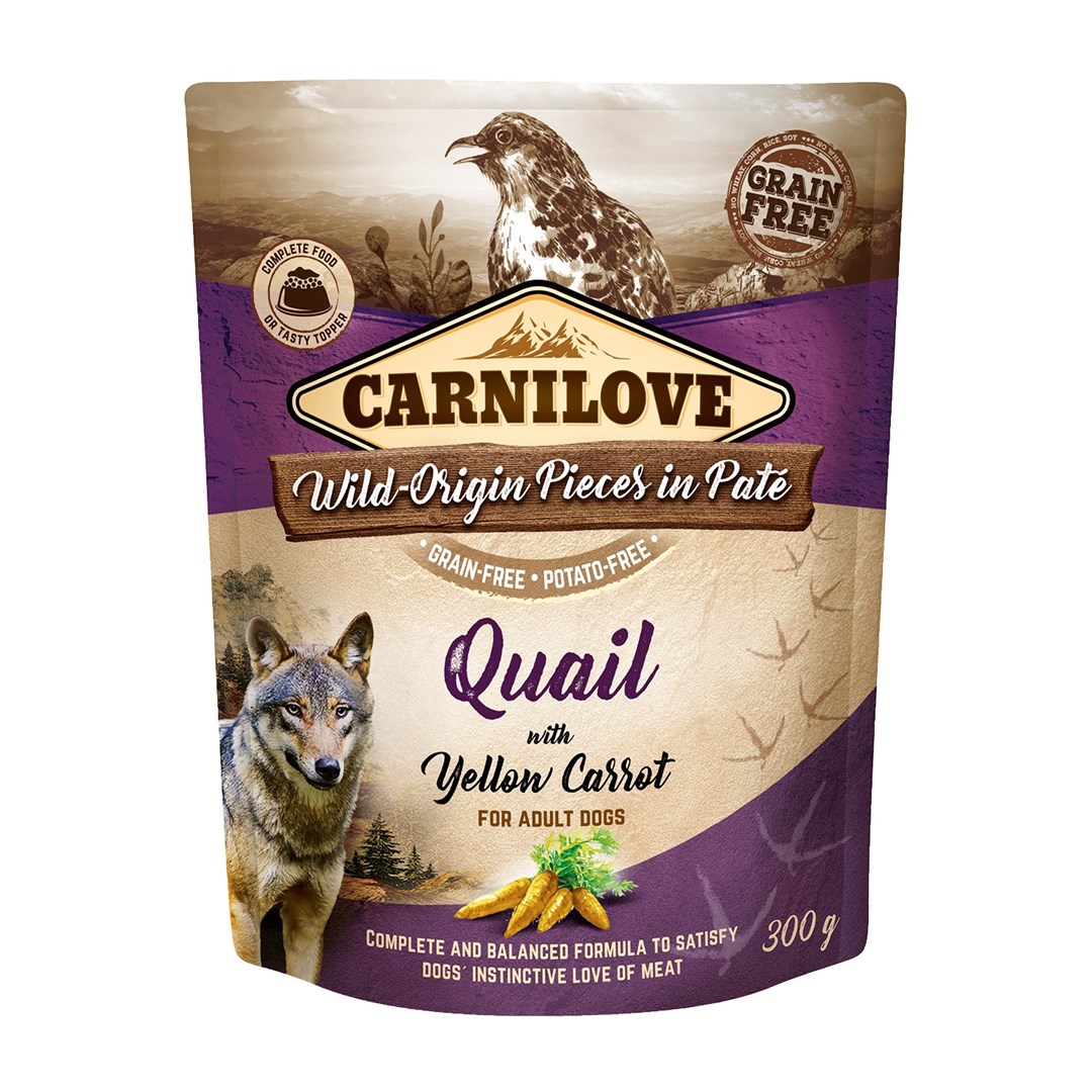 CARNILOVE Dog Pouch Quail & Yellow carrot  - wet dog food - 300g CARNILOVE Dog Pouch Quail & Yellow carrot  - wet dog food - 300g