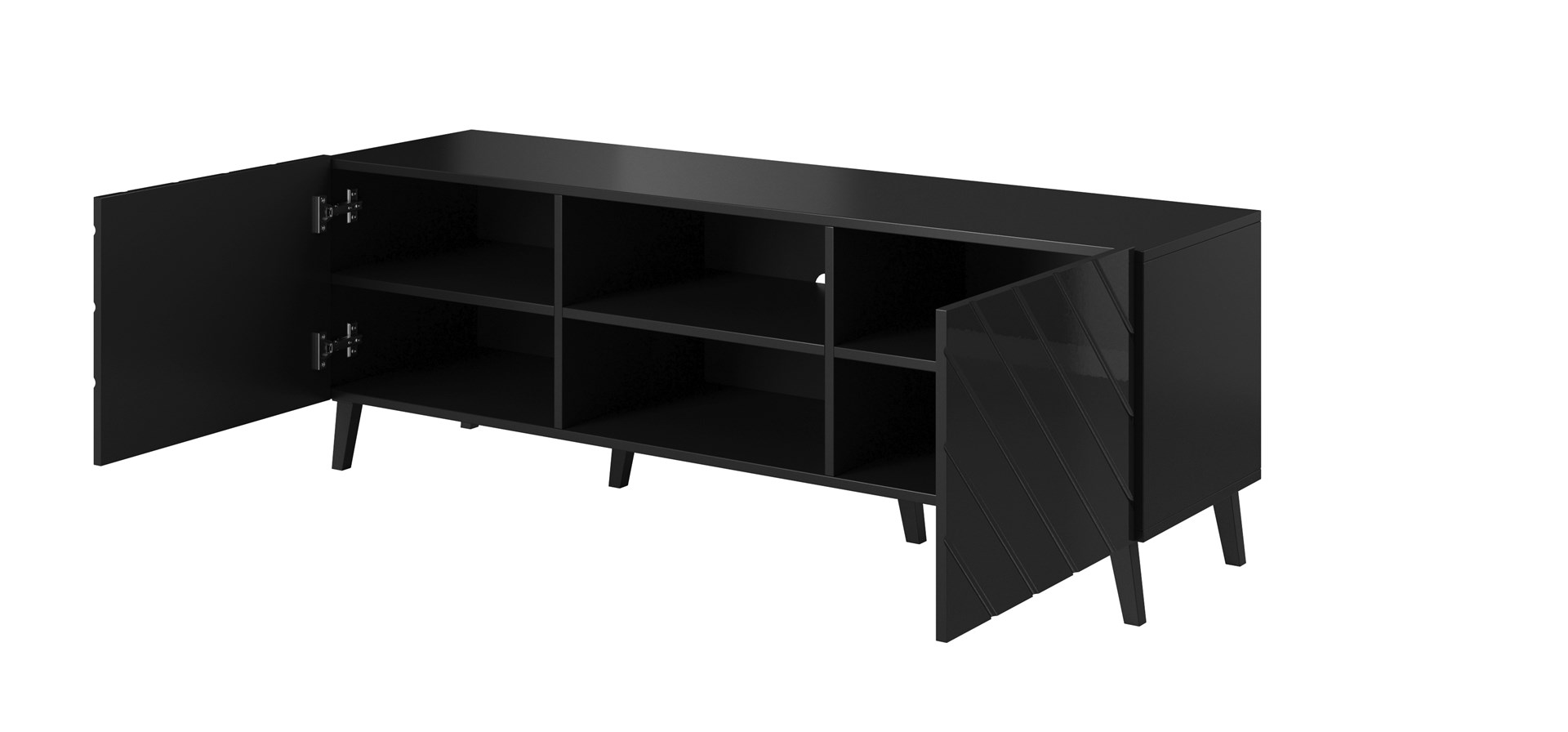RTV cabinet ABETO 150x42x52 black glossy RTV cabinet ABETO 150x42x52 black glossy