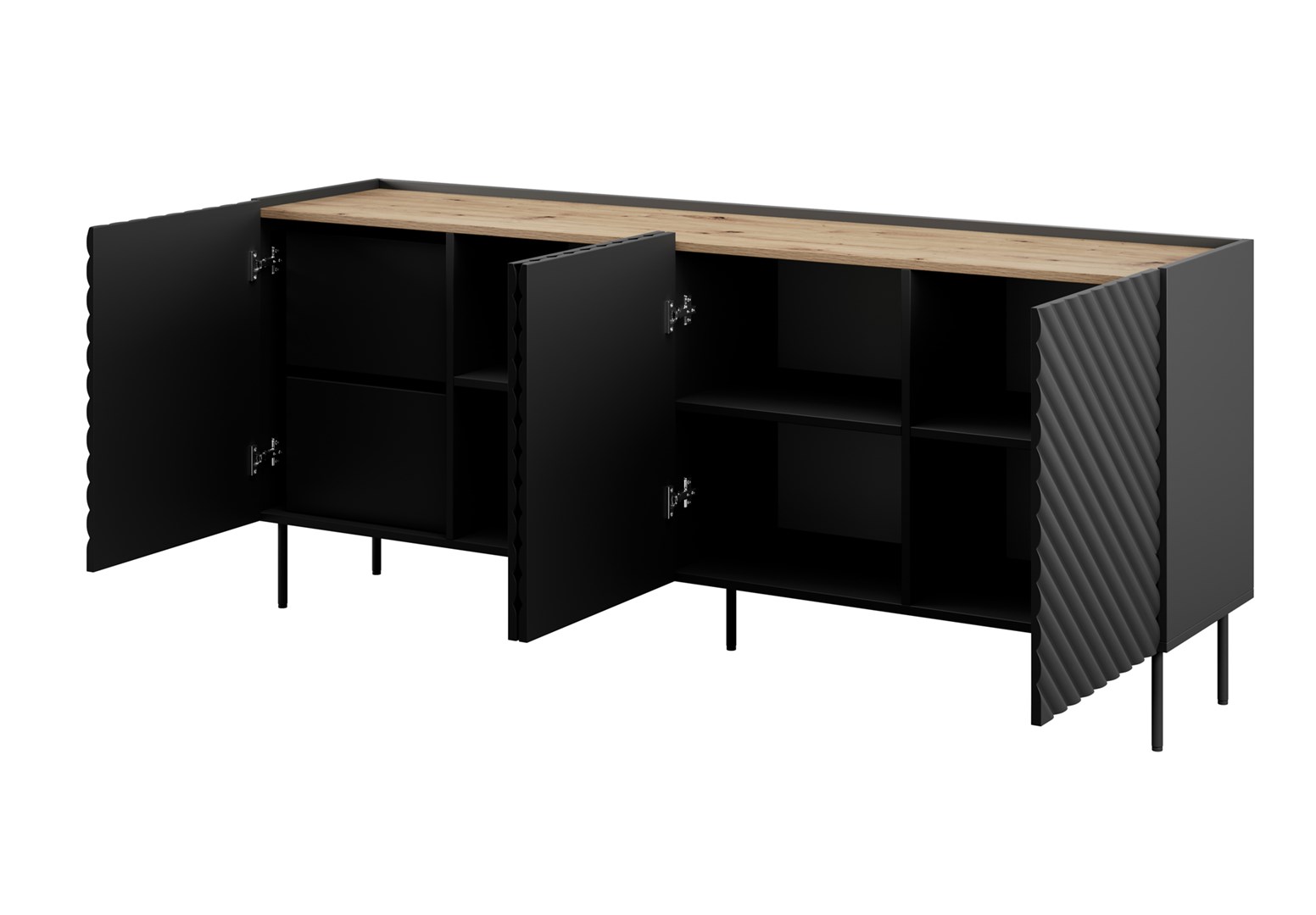 4D2SZ ONDA chest of drawers 200x45x85 black 4D2SZ ONDA chest of drawers 200x45x85 black