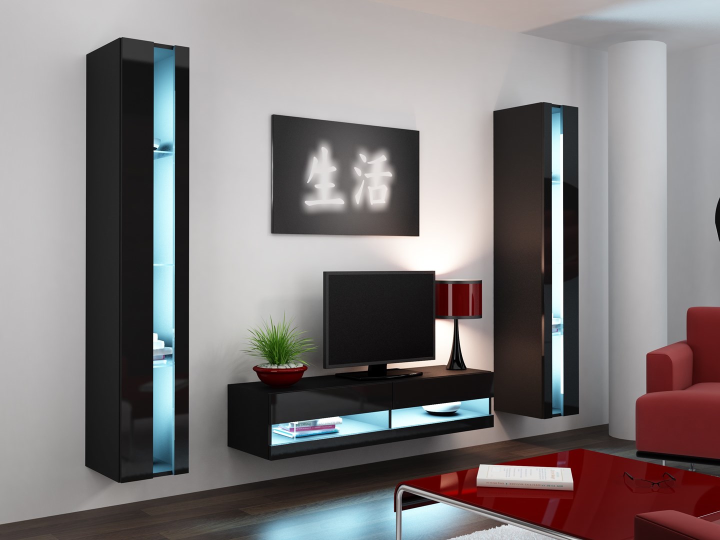 Cama TV stand VIGO NEW 30/140/40 black/black gloss Cama TV stand VIGO NEW 30/140/40 black/black gloss
