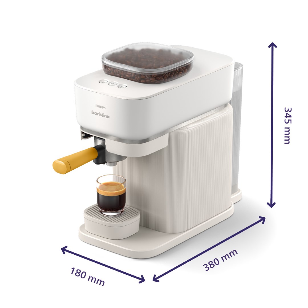 Philips Baristina Espresso Machine - Real espresso, made simple. Milky White with Mango Yellow Portafilter (BAR300/03) Philips Baristina Espresso Machine - Real espresso, made simple. Milky White with Mango Yellow Portafilter (BAR300/03)
