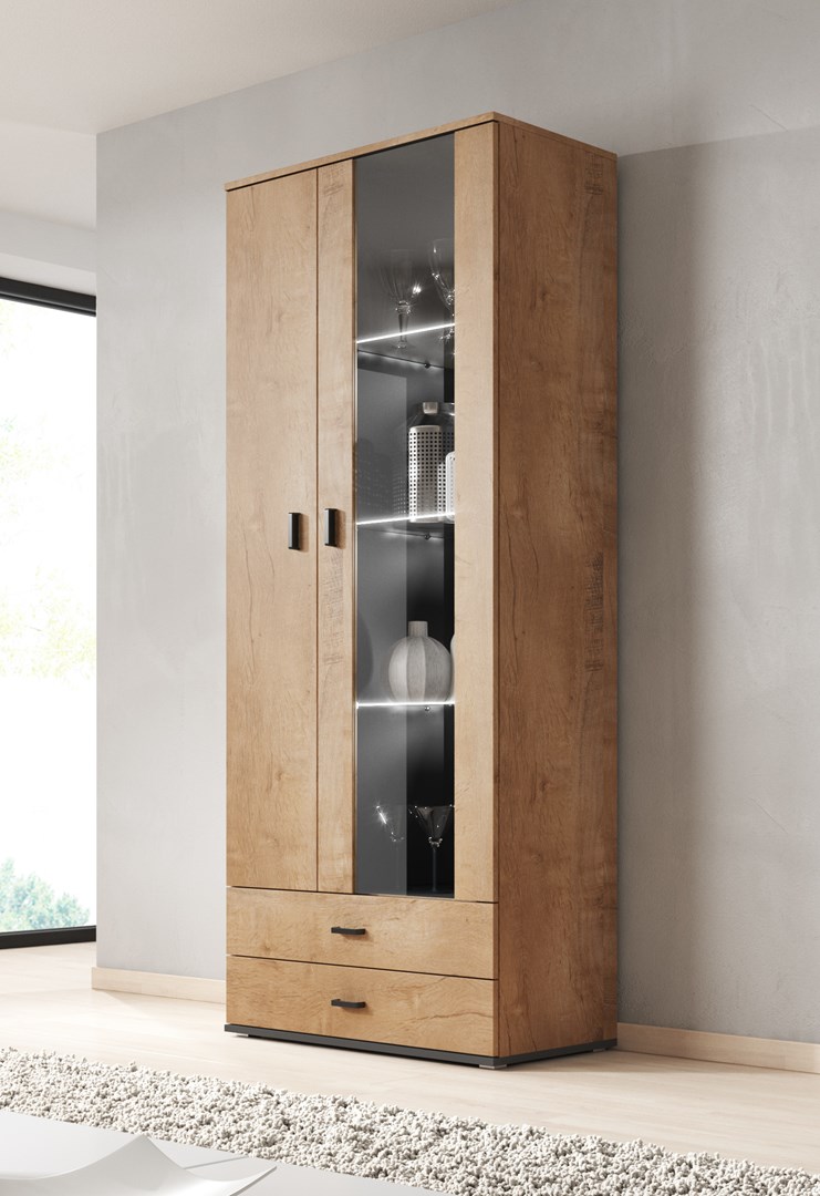 Cama display cabinet SOHO S6 2D2S lefkas oak/black Cama display cabinet SOHO S6 2D2S lefkas oak/black