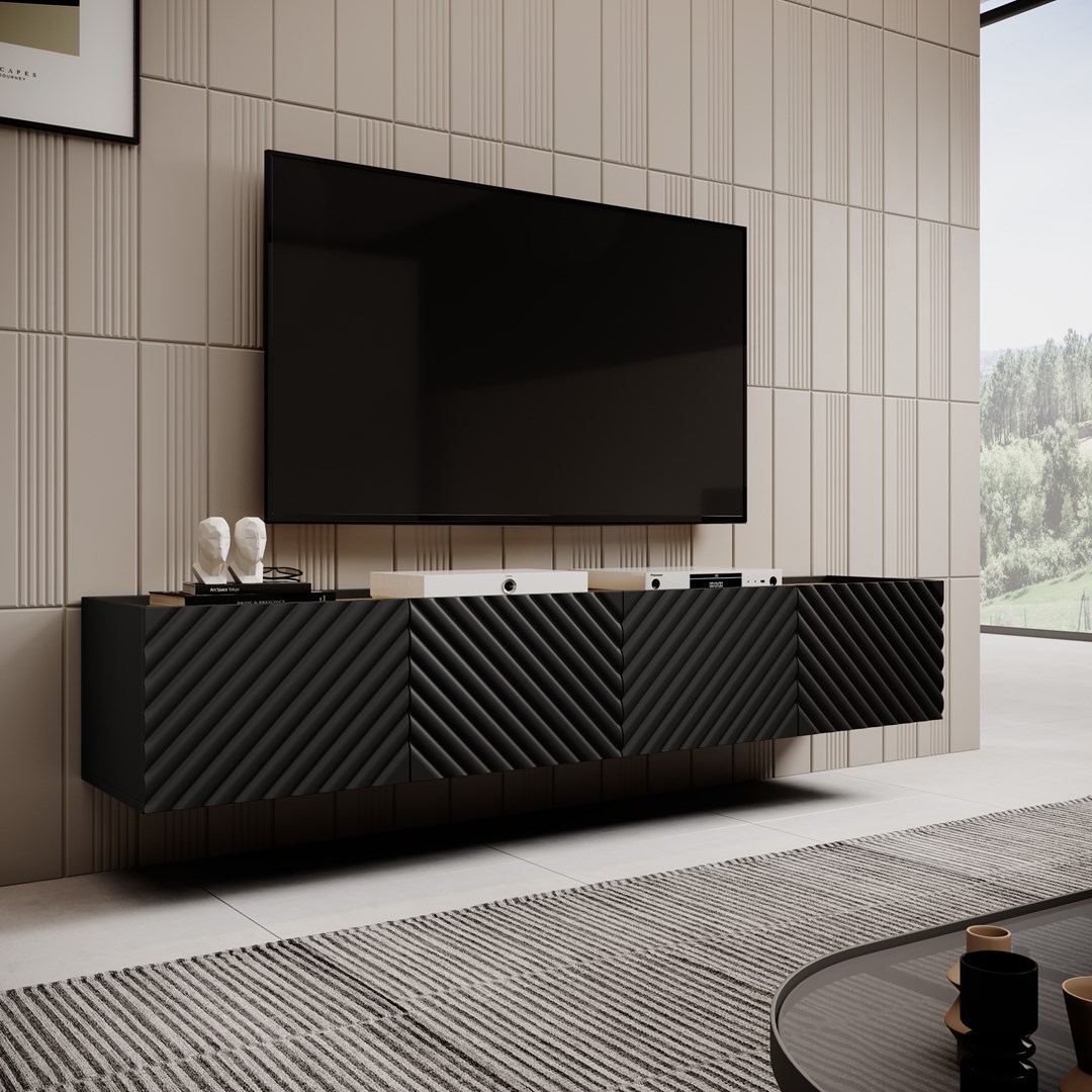 4D RTV cabinet ONDA 200x40x35-54 black (standing or wall mounted) 4D RTV cabinet ONDA 200x40x35-54 black (standing or wall mounted)
