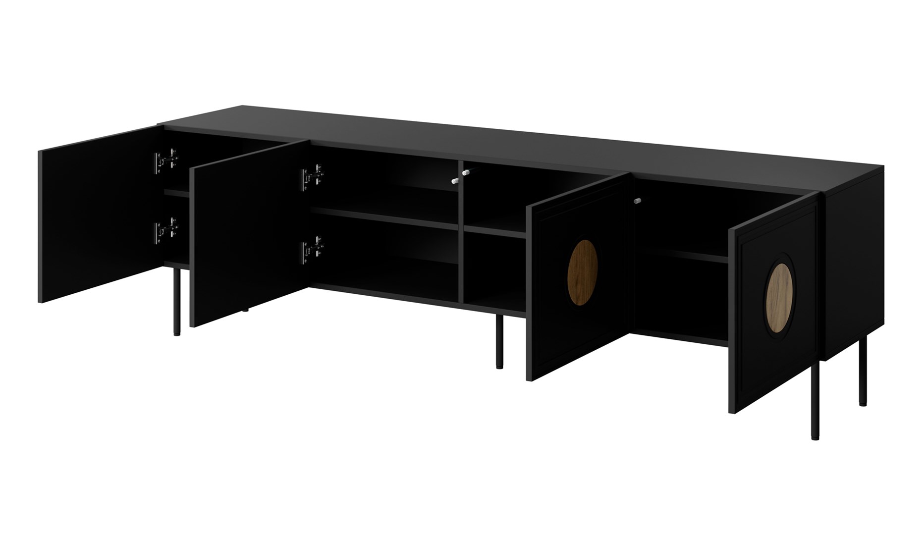 RTV cabinet PALAZZO 200x42x60 black + oak craft RTV cabinet PALAZZO 200x42x60 black + oak craft