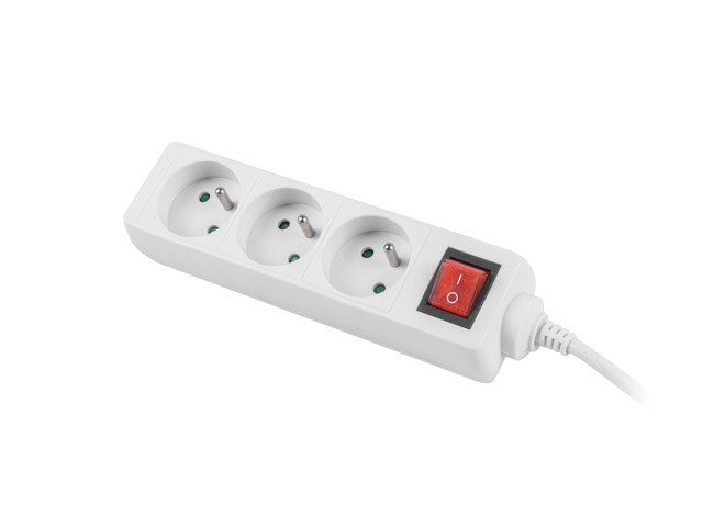 LANBERG POWER STRIP 3M WHITE, 3X 230V PL, WITH SWITCH LANBERG POWER STRIP 3M WHITE, 3X 230V PL, WITH SWITCH