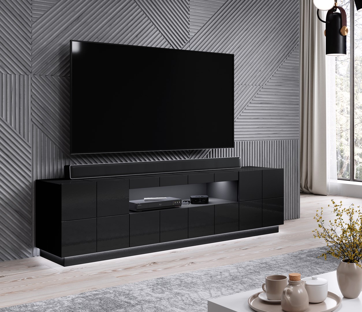 Cama TV stand REJA black gloss/black gloss Cama TV stand REJA black gloss/black gloss