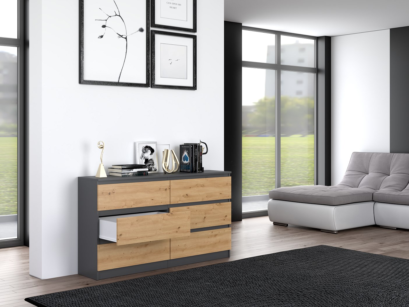 Topeshop M6 140 ANT/ART KPL chest of drawers Topeshop M6 140 ANT/ART KPL chest of drawers