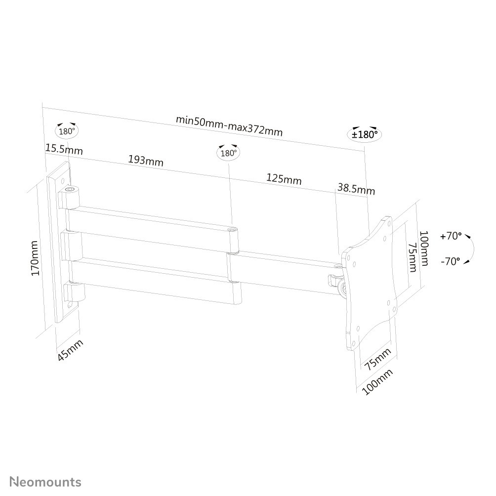 Neomounts FPMA-W830BLACK Monitor/TV mount wall 10-27" - full motion Neomounts FPMA-W830BLACK Monitor/TV mount wall 10-27" - full motion