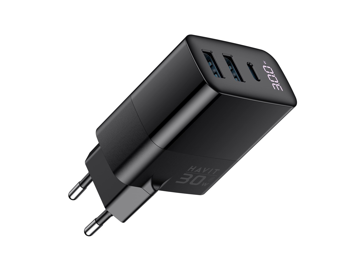 Havit UCLE001 EU - GaN three-port charger 30 W, black Havit UCLE001 EU - GaN three-port charger 30 W, black