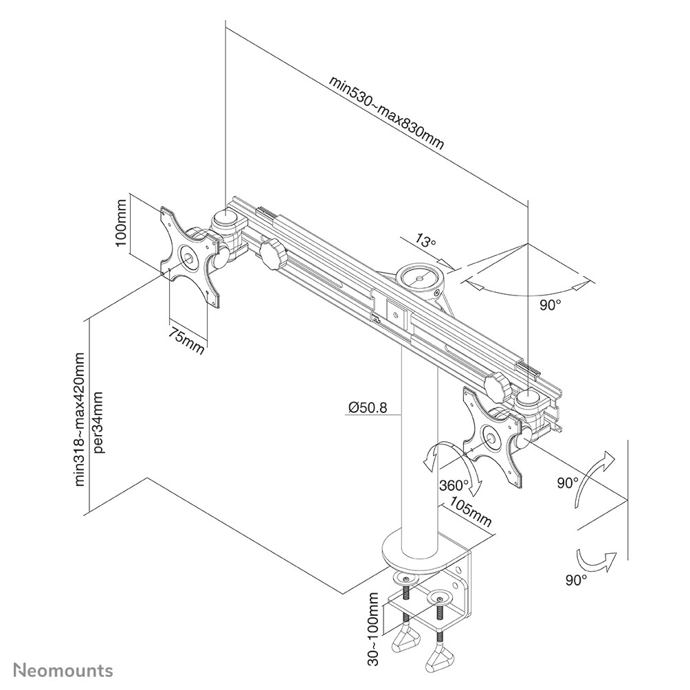 Neomounts FPMA-D700D Monitor arm 19-30" Neomounts FPMA-D700D Monitor arm 19-30"