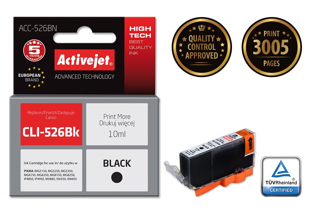 Activejet ACC-526BN Ink (replacement for Canon CLI-526Bk; Supreme; 10 ml; black) Activejet ACC-526BN Ink (replacement for Canon CLI-526Bk; Supreme; 10 ml; black)