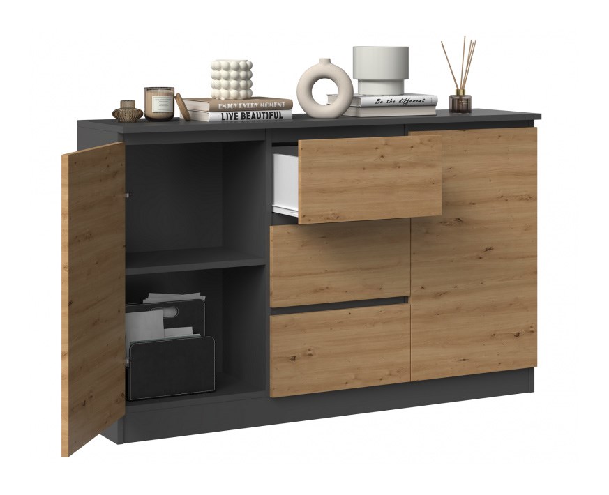 2D3S chest of drawers 120x30x75 cm, anthracite/artisan 2D3S chest of drawers 120x30x75 cm, anthracite/artisan