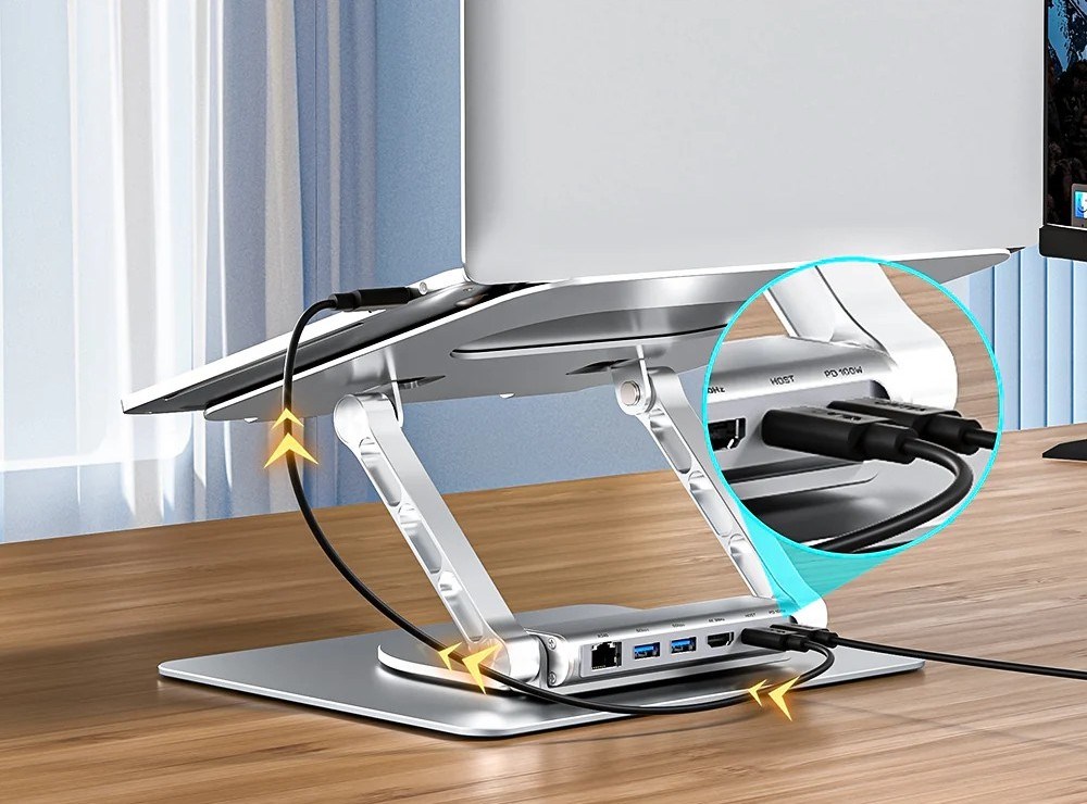 Adjustable laptop stand + USB-C HDMI hub Unitek D1109B01 PD 100W Adjustable laptop stand + USB-C HDMI hub Unitek D1109B01 PD 100W
