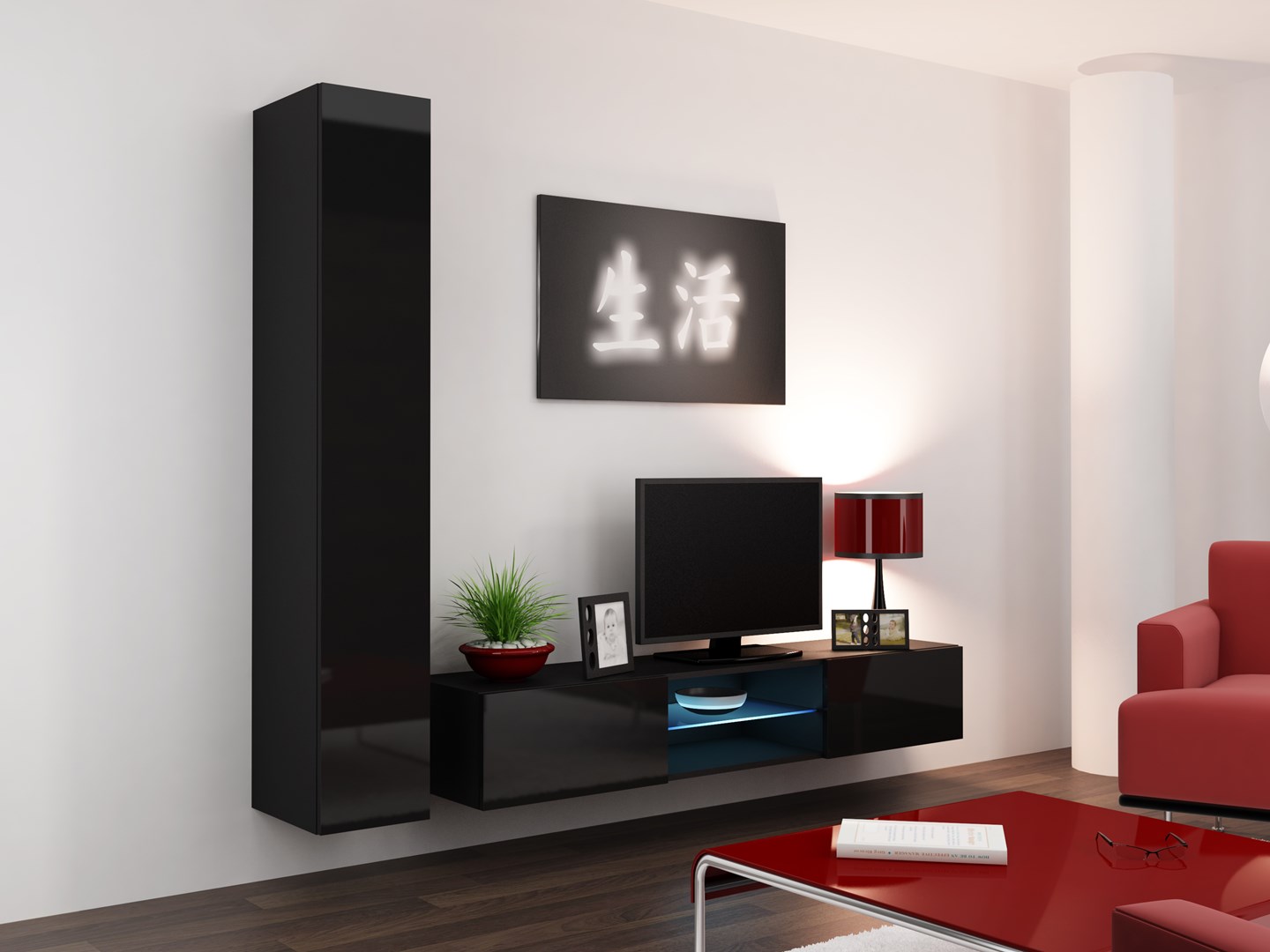 Cama Full cabinet VIGO '180' 180/40/30 black/black gloss Cama Full cabinet VIGO '180' 180/40/30 black/black gloss