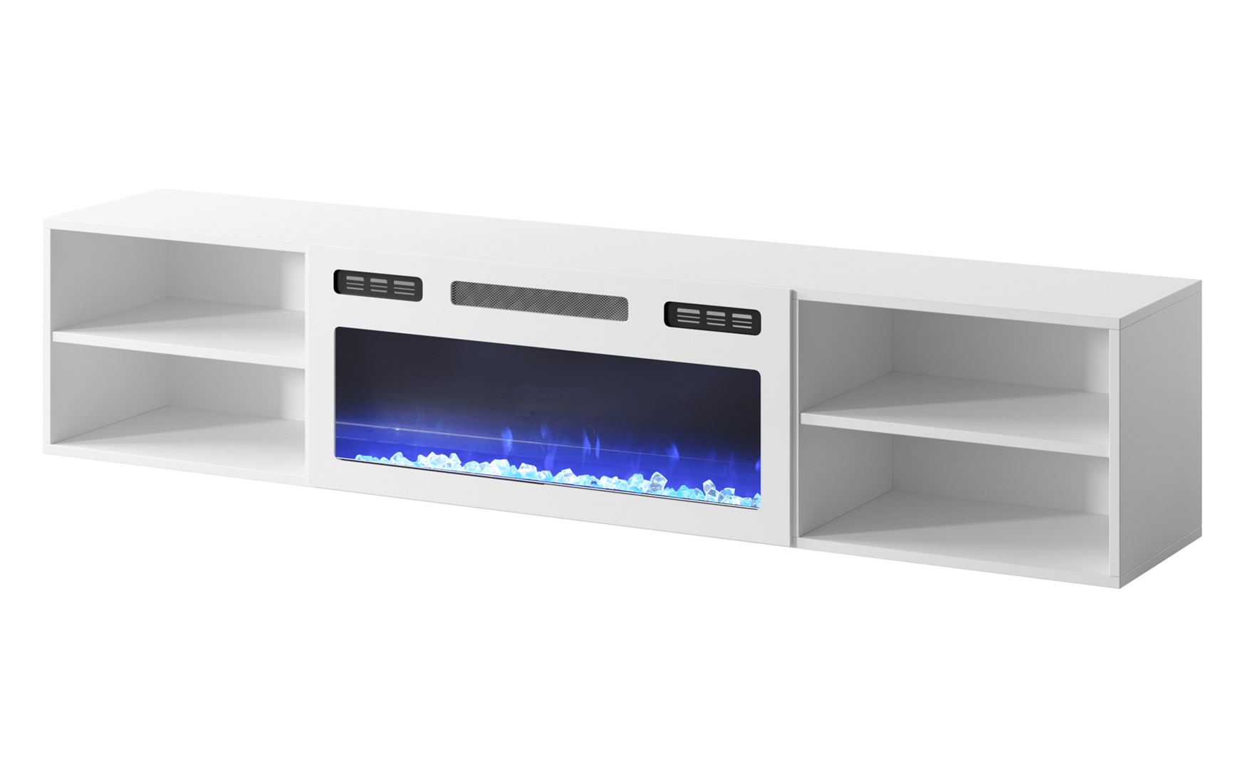 RTV cabinet POLO 180x33x39 white + fireplace white RTV cabinet POLO 180x33x39 white + fireplace white