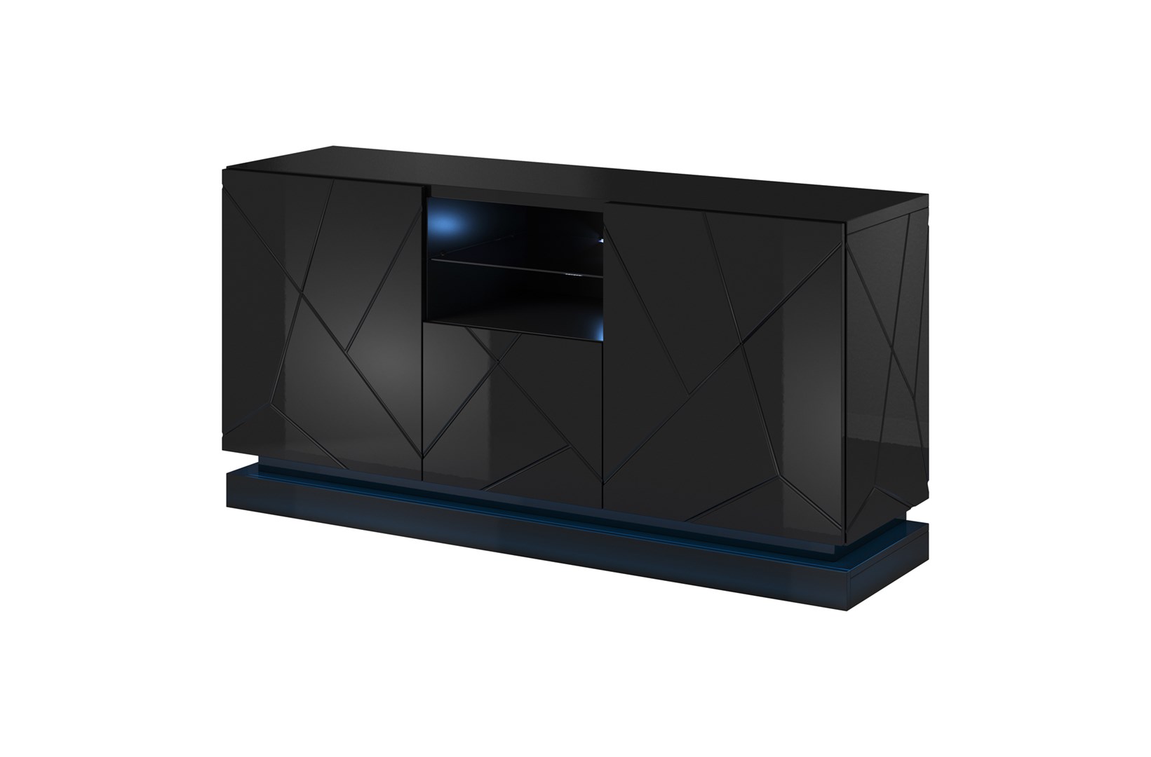 Chest of drawers QIU 2D1K 150x41.5x75 black gloss/black gloss Chest of drawers QIU 2D1K 150x41.5x75 black gloss/black gloss