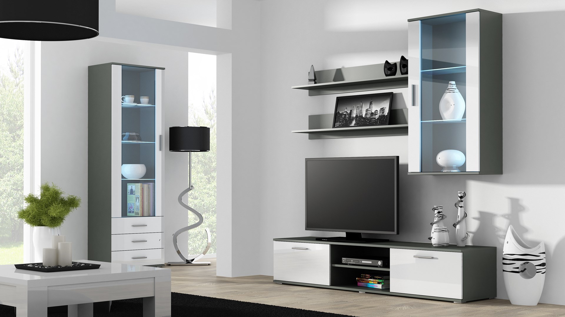 Cama hanging display cabinet SOHO grey/white gloss Cama hanging display cabinet SOHO grey/white gloss