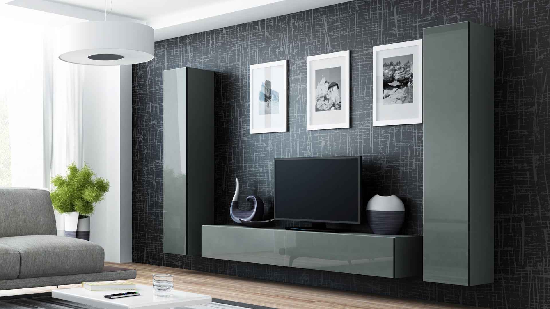 Cama TV Stand VIGO '180' 30/180/40 grey/grey gloss Cama TV Stand VIGO '180' 30/180/40 grey/grey gloss