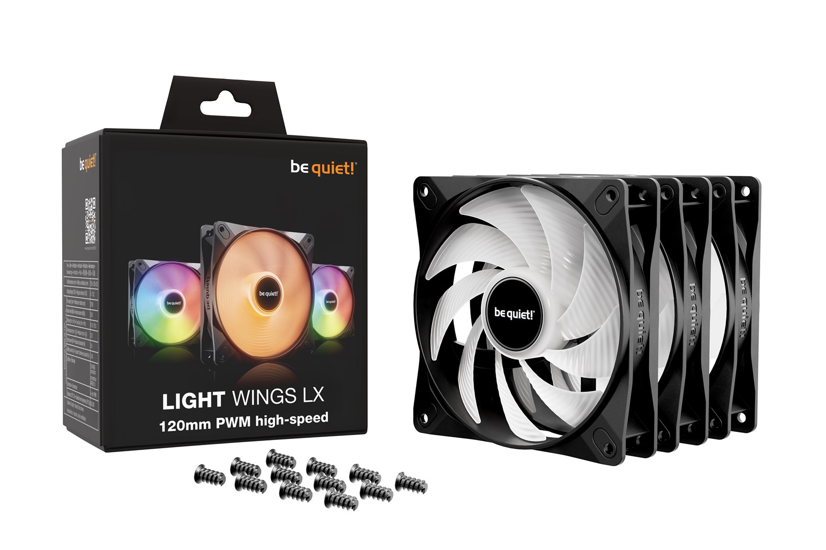 be quiet! LIGHT WINGS LX 120mm PWM High Speed 3-Pack Black Computer case Fan 12 cm 3 pc(s) be quiet! LIGHT WINGS LX 120mm PWM High Speed 3-Pack Black Computer case Fan 12 cm 3 pc(s)
